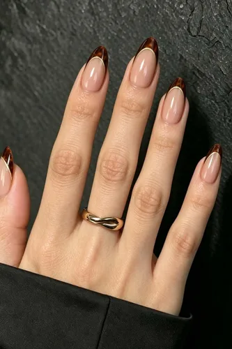 Vista 41 de AzureBeauty Short Almond French Tip Press On Nails, Glazed Donut, 32 Pcs 0-Glazed Donut French Tip