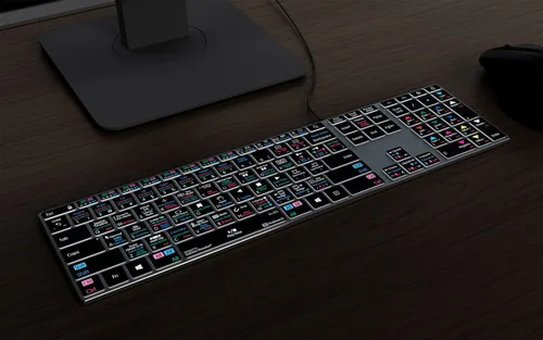 Vista 2 de KB Covers Teclado retroiluminado Davinci Resolve de aluminio - Windows - US Retroiluminación de aluminio - Ventanas