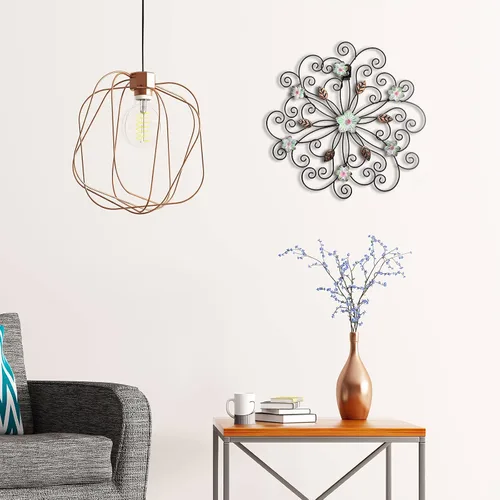 Vista 6 de Ferraycle Decoración de pared de flores de metal de 12 pulgadas con hoja de óxido, arte de pared de metal floral grande, decoración inspiradora