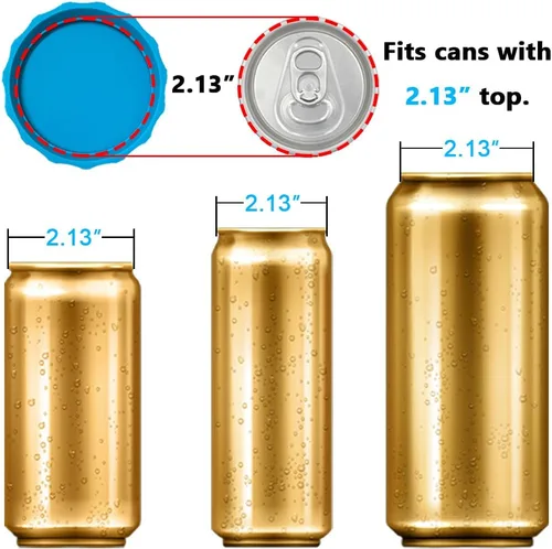 Vista 2 de Tapas de silicona para latas de soda, paquete de 6 fundas de silicona reutilizables, tapón o protector para refrescos, cerveza, bebidas, jugo