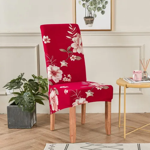 Vista 2 de Deisy Dee XL/extragrandes, fundas extraíbles y lavables, de Spandex suave, extra grandes para sillas de comedor para cocina (flor roja, 2)