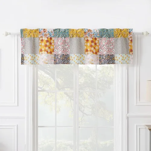 Vista 2 de Greenland Home Fashions Carlie Cenefa para ventana, 60 W x 16 L, parches de calicó