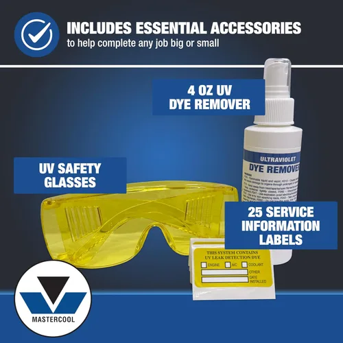 Vista 6 de Mastercool (53351-B) kit de detección de fugas ultravioleta profesional con mini luz de 50 vatios
