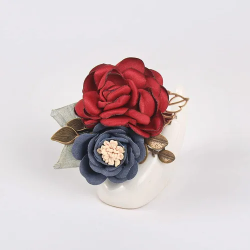 Vista 2 de Broche de flores de tela para mujer, broche de moda, broche de horquilla, cabeza de flor, doble propósito (multicolor opcional)