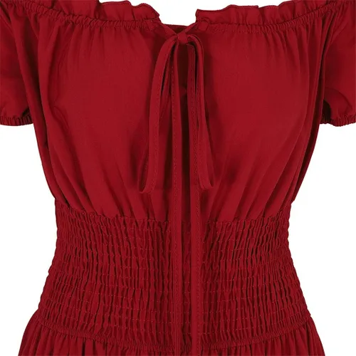 Vista 4 de Vestido de mujer renacentista, vestido de pirata, campesina, disfraz irlandés, medieval, bohemio, vestido largo, para feria renacentista