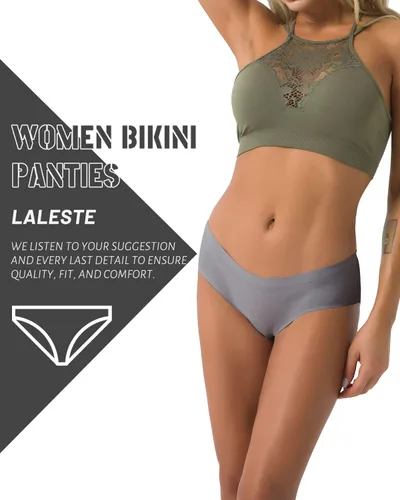 Vista 4 de Ropa interior sin costuras para mujer, ropa interior hipster, invisible, bikini suave, elástico, cintura bajaalta, paquete de 56