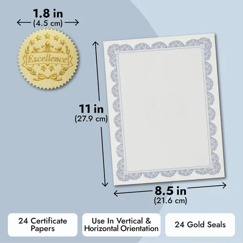 Vista 4 de Sustainable Greetings Kit de soporte para certificados, azul marino, cartulina de certificado de 300GSM, 24 soportes, 24 papeles y 24 sellos