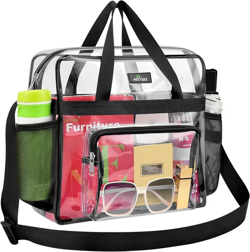 Vista 77 de MAY TREE Bolsa transparente para eventos en estadios de 12 x 6 x 12 pulgadas, bolsa de almuerzo transparente con correas reforzadas para trabajo