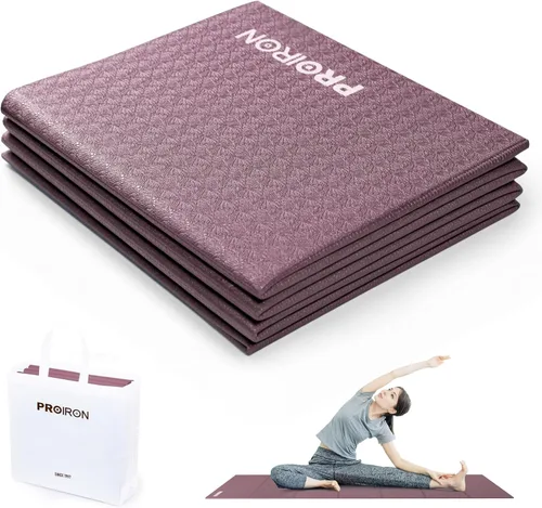 Vista 10 de PROIRON Esterilla de Yoga Plegable 0.24"/0.16" para Entrenamiento en Casa y Viajes, Esterillas de Yoga de Viaje Antideslizantes con Bolsa