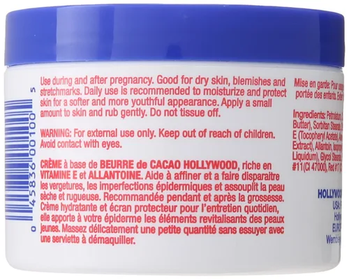 Vista 2 de Hollywood Beauty Crema para la piel de manteca de cacao con vitamina E altamente enriquecida que calma y suaviza la piel seca, manchas y estrías por