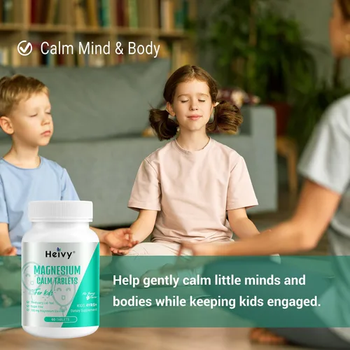 Vista 7 de Heivy Suplemento calmante para niños, contiene glicinato de magnesio y vitamina B6, ayuda a los niños a calmar y relajarse, calmar la mente