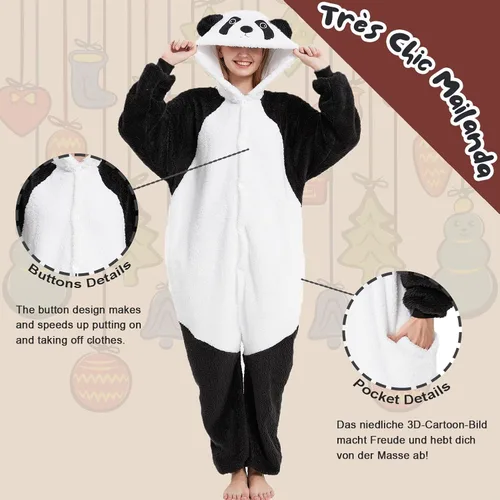 Vista 2 de Très Chic Mailanda Sherpa Unisex Adult Animal Onesies Cosplay Pajamas Sleepwear Halloween Costume
