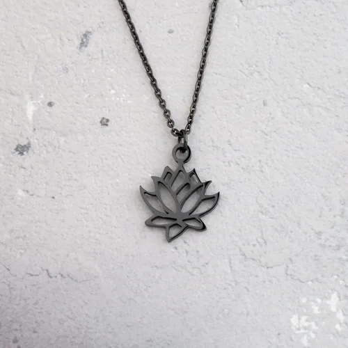 Vista 3 de bobauna Collar con colgante de símbolo sánscrito de flor de loto de yoga, regalo inspirador, regalo inspirador