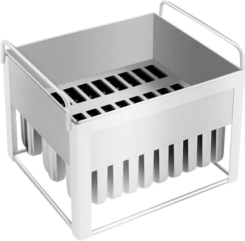 Vista 9 de Kit de moldes para paletas de hielo de acero inoxidable, soporte para palitos de helado de paletas de hielo + cepillo de limpieza