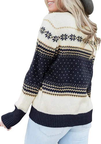 Vista 2 de LookbookStore Suéter de punto feo con diseño de reno y árbol de Navidad para mujer