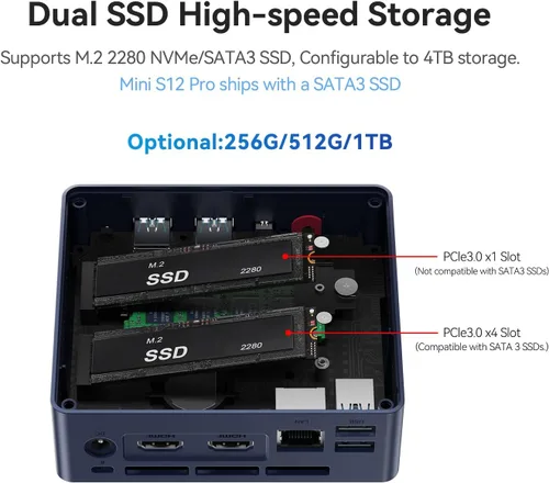 Vista 6 de Beelink MINI S12 PRO Mini PC, Intel Alder Lake N100 16GB RAM 512GB SSD