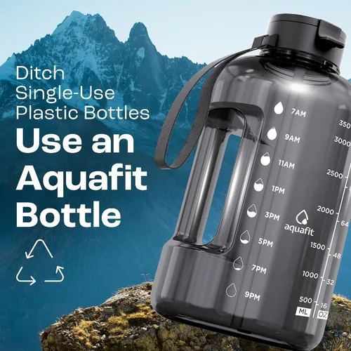 Vista 6 de AQUAFIT 1 Gallon Water Bottle with Time Marker Aguamarina