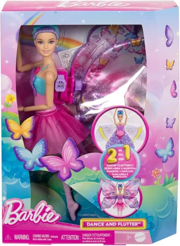 Vista 10 de Barbie Muñeca Dance and Flutter con transformación 2 en 1 de bailarina a