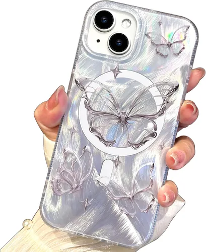 Vista 22 de I-MGAE-IN-AR Funda compacta para iPhone 11, diseño de mariposa, marco de protección de lente de cámara con diamante 3D, bonitas fundas protectoras