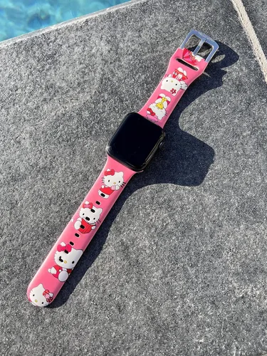 Vista 2 de Correa de silicona para Apple Watch de Hello Kitty para 38/40/1.614 in para Series 7/6/5/4/3/2/1/SE