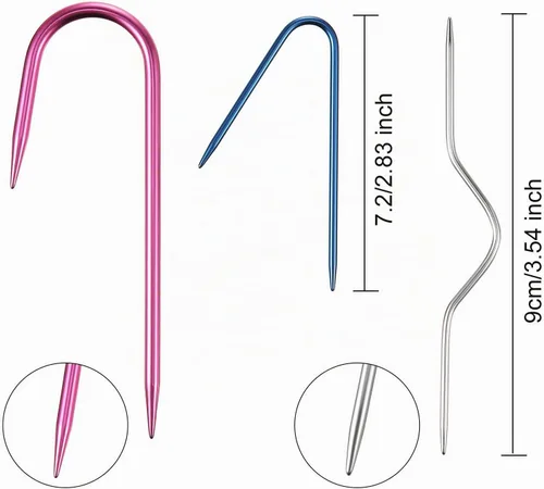 Vista 4 de WILLBOND 9 soportes para puntada de cable, agujas de cable de aluminio de colores mixtos, broche de seguridad, herramienta de tejer suéter, agujas