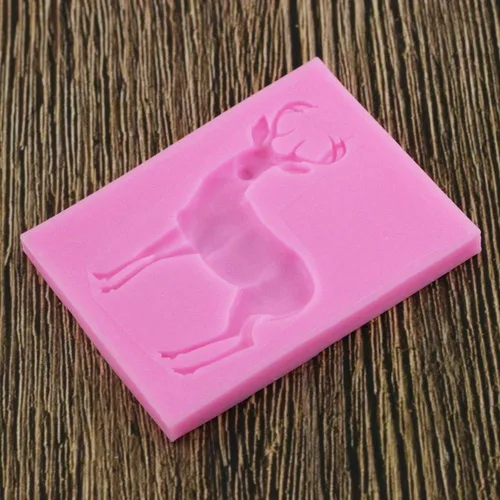 Vista 3 de ausuky Molde de forma de ciervo de Navidad 3D Craft Jabón Silicona Fondant Cake Decoración Molde
