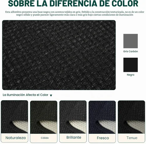 Vista 3 de KOZYFLY - Tapete para puerta de interior, lavable, pequeña, antideslizante, con respaldo de goma, felpudo de algodón para el hogar, color negro