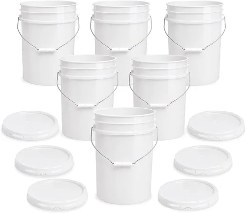 Vista 35 de Cubo de 5 Galones con Tapa Hermética Fabricado en EE. UU. Grado Alimenticio Plástico Premium HPDE Resistente Cubo Multiusos Duradero de 90