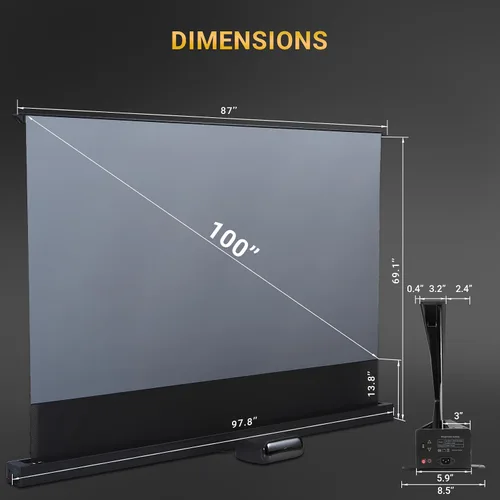 Vista 6 de ALR/CLR - Pantalla de proyector motorizada para proyector UST de 100 pulgadas, 95% de rechazo de luz ambiental, 4K/8K Ultra HD, Active 3D, para cine