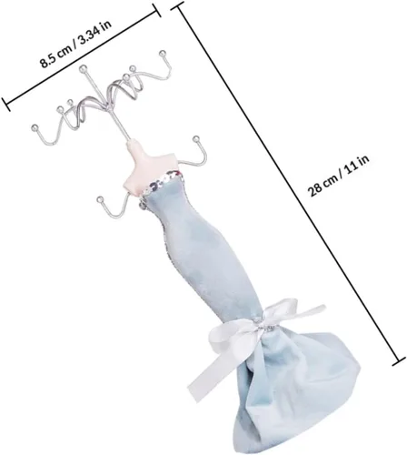 Vista 2 de GALPADA Necklace and Earring Holder Jewelry Display Rack Iron Creative Jewelry Mannequin Stand Light Blue Small Model for Retail Display and Craft