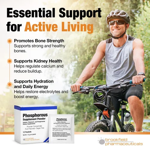Vista 3 de Suplementos de fósforo 12 paquetes, suplementos dietéticos en polvo con fosfato de sodio y fosfato de potasio, suplemento de fósforo con sabor a