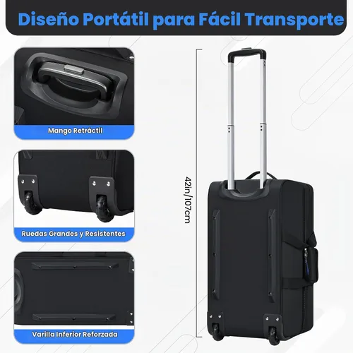Vista 4 de Estuche para controlador de DJ con ruedas, bolsa de DJ rodante para DJ