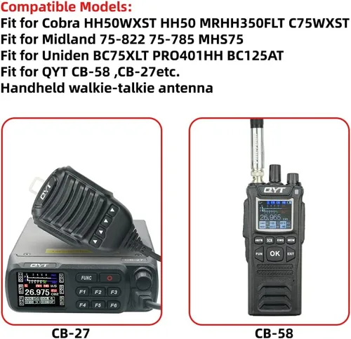 Vista 7 de Antena táctica de radio CB de 27 MHz, 18.4 in/18,38 pulgadas, conector macho BNC, antena de radio para QYT CB-27 CB-58 Radio marina de mano