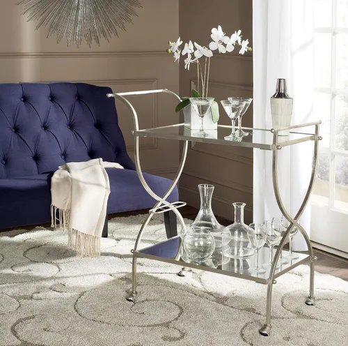 Vista 2 de Safavieh Home Collection Lucretius - Carrito de barra de plata
