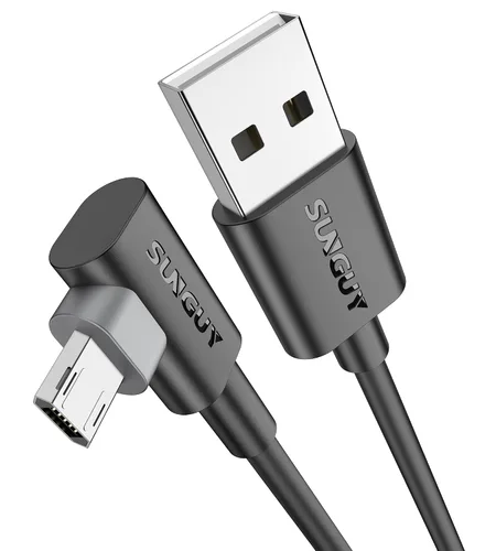 Vista 9 de SUNGUY Cable micro USB corto de 6 pulgadas de 90 grados, 2 unidades, cable micro USB de ángulo recto de carga rápida y sincronización de datos