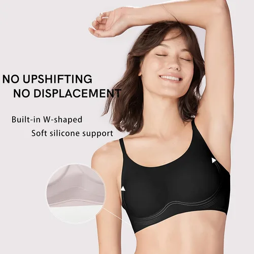 Vista 3 de Ubras Sujetador sin costuras para mujer, sin costuras, tirantes delgados ajustables, brasier camisola, soporte suave