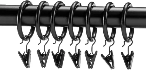 Vista 2 de Amazon Basics Anillos de clip para barra de cortina para barra de 1 pulgada, juego de 7, negro