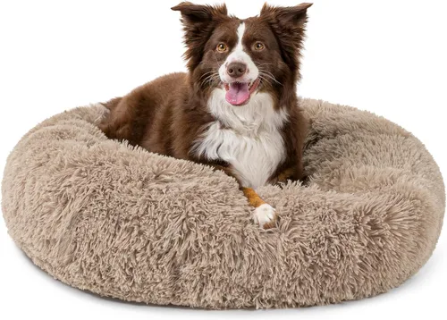 Vista 13 de PetAmi Cama calmante para perros y gatos pequeños y medianos, 23 camas redondas en forma de dona, cama lavable y esponjosa de piel sintética