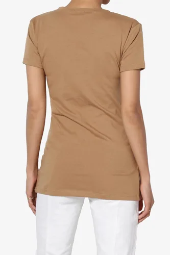 Vista 2 de TheMogan Camiseta básica de manga corta con cuello en V para mujer
