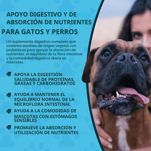 Vista 5 de Animal Essentials Enzimas vegetales y probióticos - Suplemento de absorción de nutrientes digestivos para perros y gatos, mezcla de enzimas