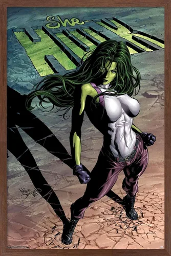 Vista 17 de Trends International Marvel Comics She-Hulk - Póster de pared #29 de She-Hulk, 14.725 x 22.375 pulgadas, versión enmarcada de madera de granero