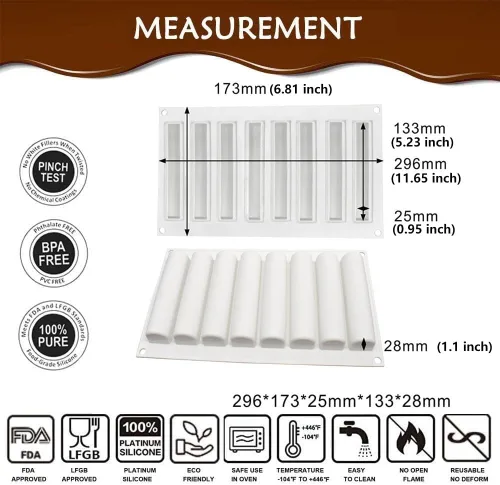 Vista 2 de Molde de silicona cilíndrico 3D para hornear mousse, moldes de silicona 3D para tartas, molde de postres franceses para pastelería, chocolate Silm
