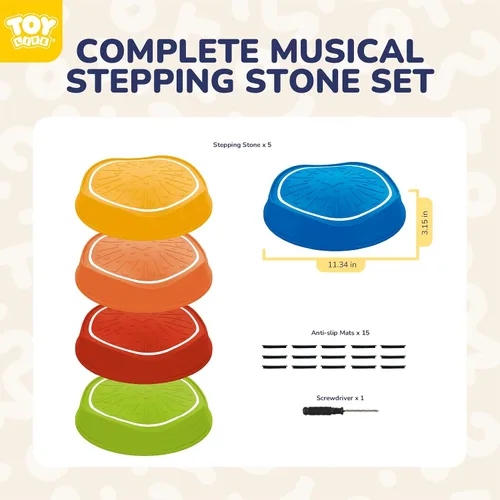 Vista 3 de TOY Life 5 Piezas de Piedras de Equilibrio Musicales con Luces para Niños, Juguetes de Interior y Exterior para Niños de 4 a 8 años, Juguetes