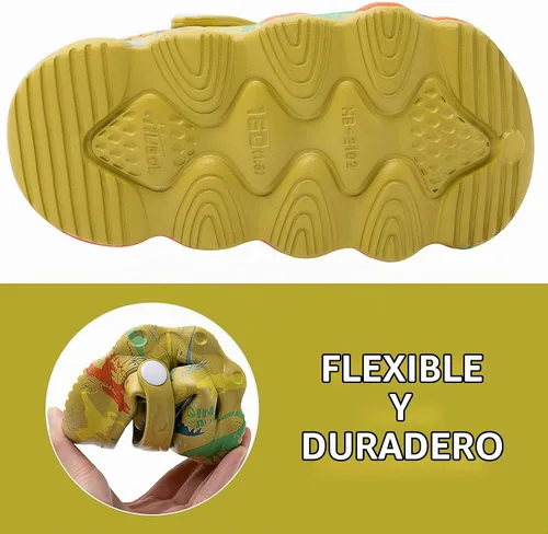 Vista 7 de techcity Zapatos de jardín de dinosaurios para niños, sandalias de dibujos animados, zuecos para la playa, piscina, zapatos de agua, toboganes