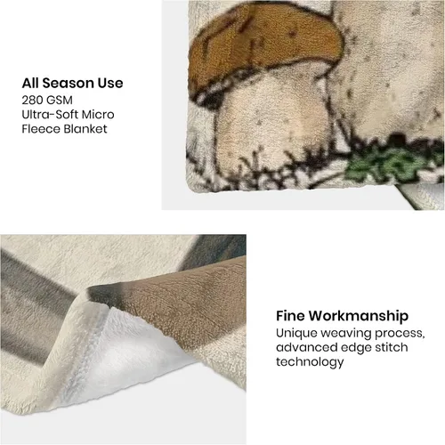 Vista 4 de Manta de Hongos Regalos para Mujeres Manta de Franela de Vellón de Hongos Suave y Acogedora para Todas las Estaciones para Sofá Sillón Decoración