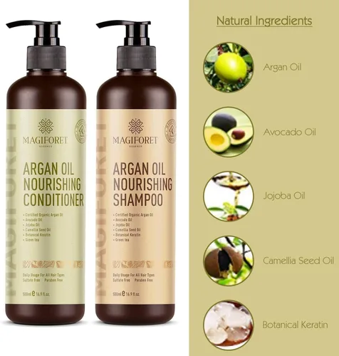 Vista 4 de MagiForet - Acondicionador para cabello y champú, acondicionador de aceite de argán, acondicionador natural para cabello seco y dañado