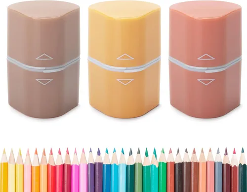 Vista 6 de Mr. Pen - Sacapuntas para lápices de colores, paquete de 3, 3 agujeros, manual de sacapuntas Sacapuntas de mano, caja de basura grande, compatible