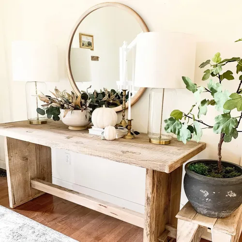 Vista 7 de Espejo redondo de madera, círculo de madera natural de 24 pulgadas, espejo de pared para baño, dormitorio, sala de estar, pasillo