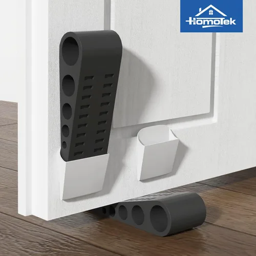 Vista 2 de HOMOTEK Paquete de 2 topes de puerta de goma con forma de cuña para puertas de puerta, protectores de pared para piso e parte inferior de la puerta