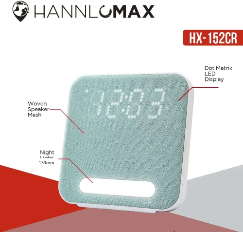 Vista 3 de HANNLOMAX Radio despertador HX-152CR, radio PLL AM/FM, reloj digital con alarma dual, luz nocturna. (verde)
